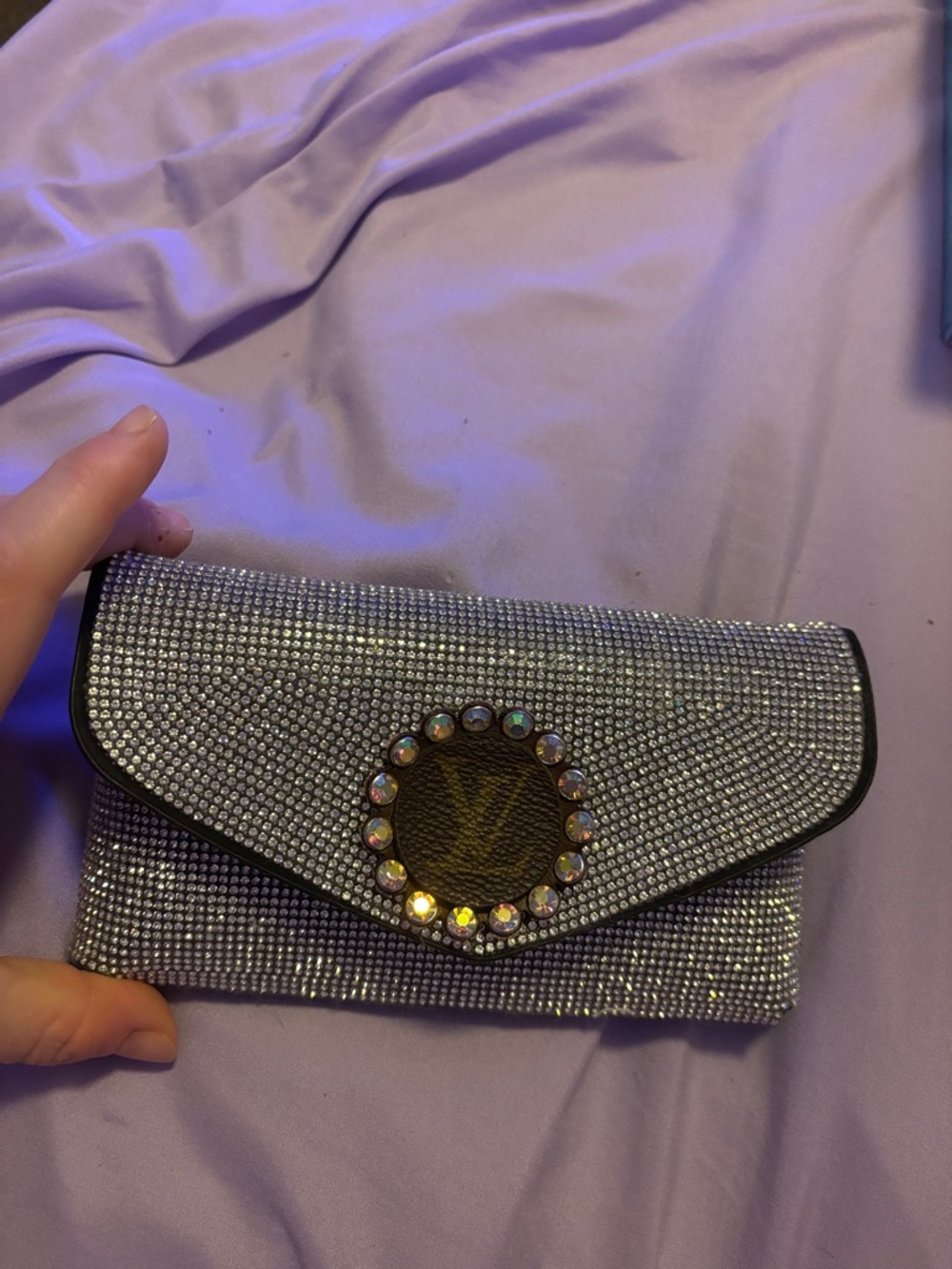 Upcycled LV rhinestone belt bag
